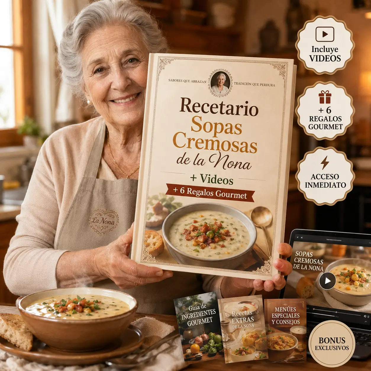 Recetario Sopas Cremosas de la Nona + Videos + 6 Regalos Gourmet